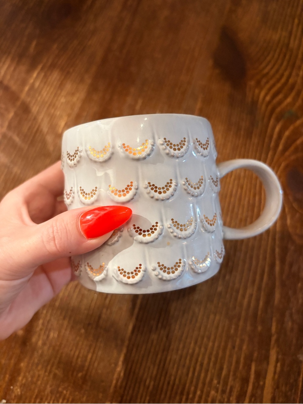 Starbucks White Ceramic Mug with Gold Scallop Accents